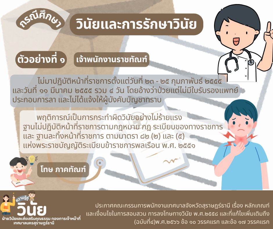 กรณีศึกษา วินัยและการรักษาวินัย ฐานไม่ปฏิบัติหน้าที่ราชการตา ... Image 1