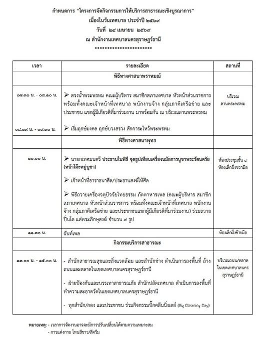 ประชาสัมพันธ์กำหนดการ “โครงการจัดกิจกรรมการให้บริการสาธารณะเ ... รูปภาพ 1