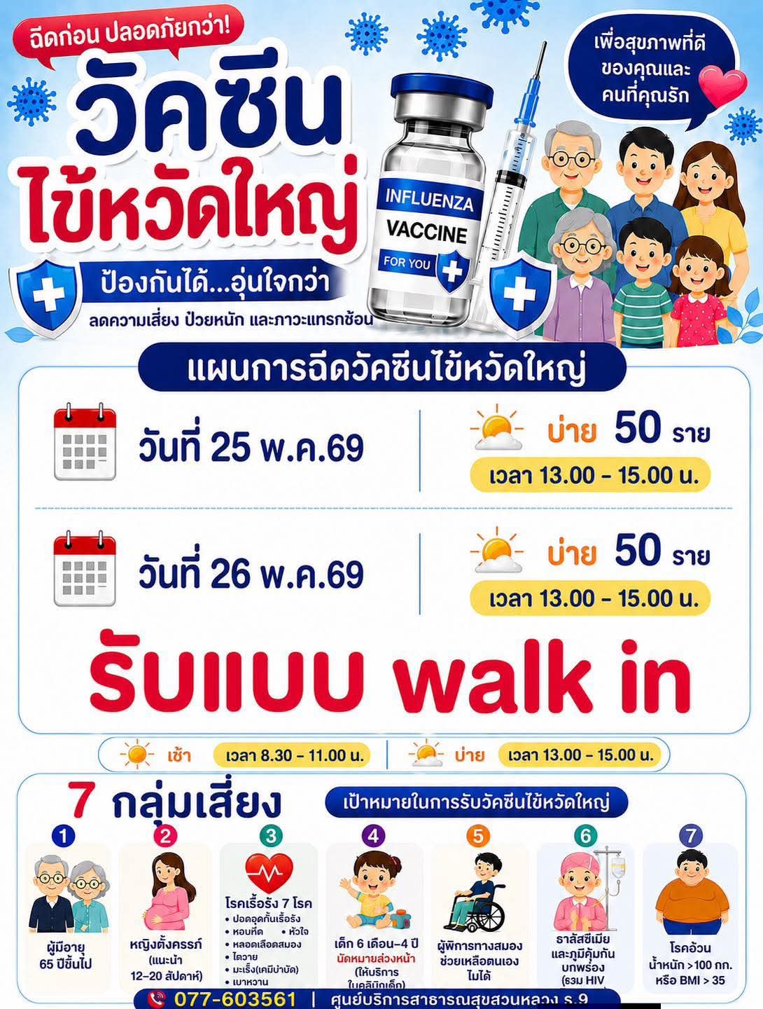 ประชาสัมพันธ์การให้บริการฉีดวัคซีนไข้หวัดใหญ่ ณ ศูนย์บริการส ... รูปภาพ 1