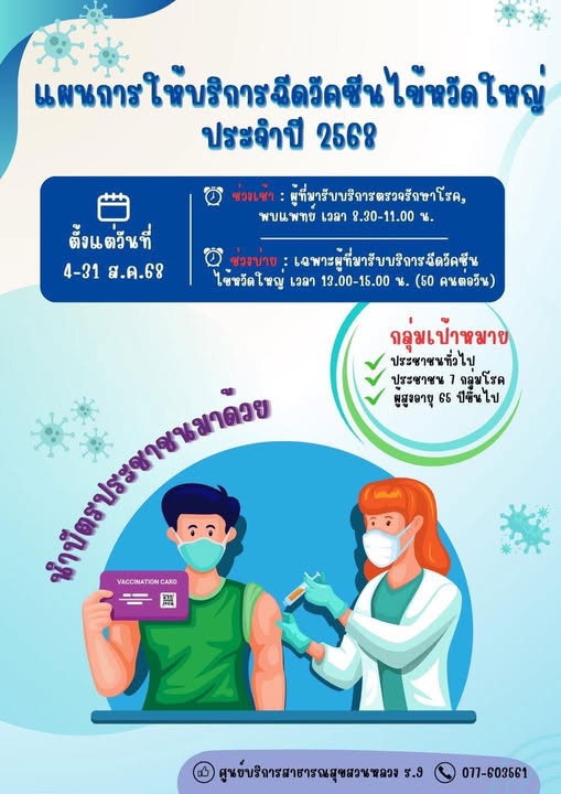 ข่าวประชาสัมพันธ์ แผนการให้บริการฉีดวัคซีนไข้หวัดใหญ่ ประจำป ... Image 1