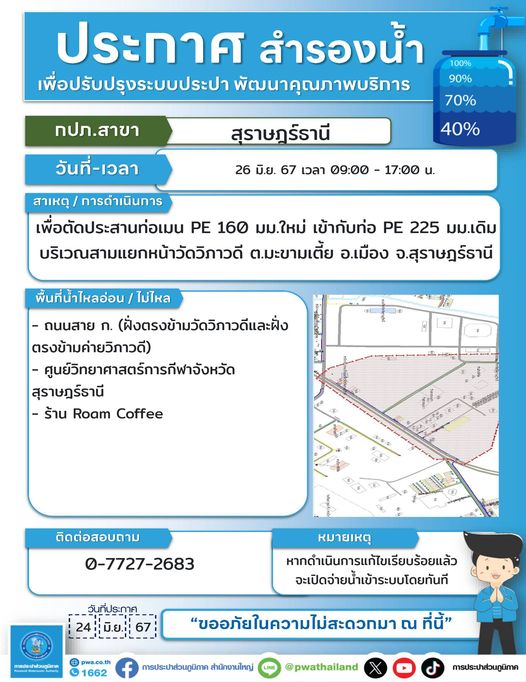 ประกาศหยุดจ่ายน้ำประปาชั่วคราว Image 1