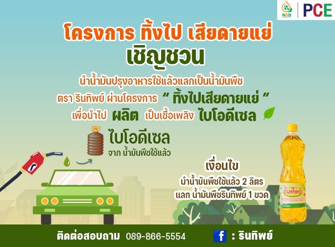 “น้ำมันพืชเก่า แลกน้ำมันพืชใหม่" เพื่อสิ่งแวดล้อมที่ดีกว่า Image 1