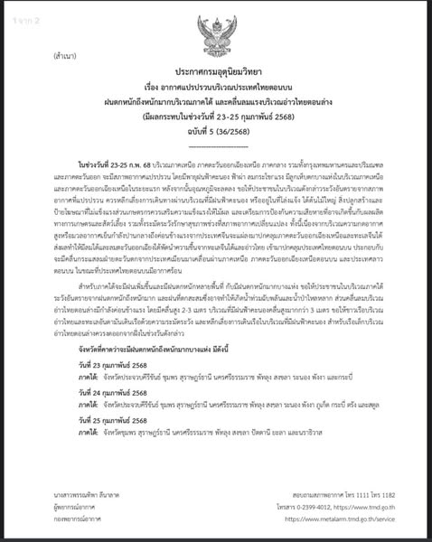 ประกาศกรมอุตุนิยมวิทยา เรื่อง อากาศแปรปรวนบริเวณประเทศไทยตอน ... รูปภาพ 1