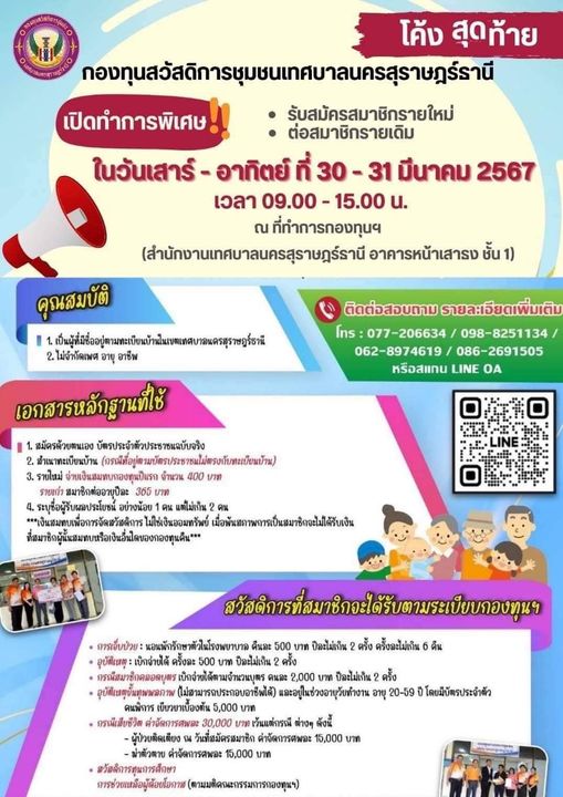 ก้าวเดินอย่างมั่นคง กองทุนสวัสดิการชุมชนเทศบาลนครสุราษฎร์ธาน ... Image 1