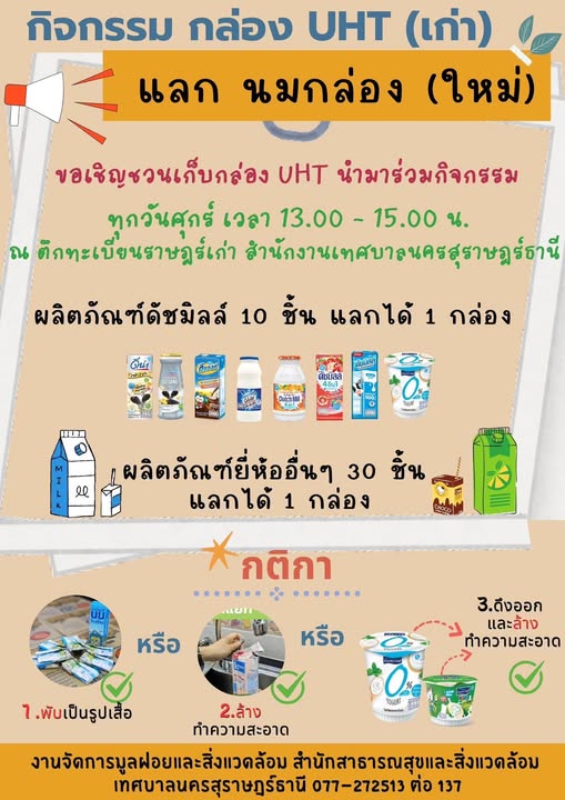 แจ้งปรับเปลี่ยนกติกา “กิจกรรมกล่อง UHT (เก่า) แลก นมกล่อง (ใ ... Image 1