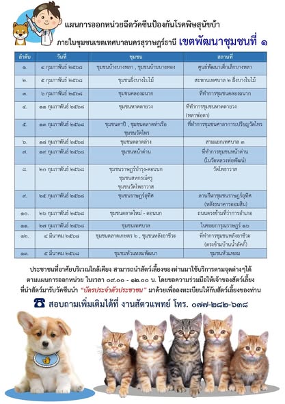 เทศบาลนครสุราษฎร์ธานี ออกหน่วยเคลื่อนที่ให้บริการฉีดวัคซีนป้ ... Image 1