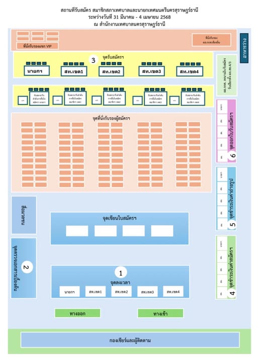 แผนผัง สถานที่รับสมัครสมาชิกสภาเทศบาลและนายกเทศมนตรีนครสุราษ ... Image 1