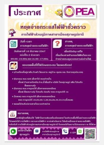 การไฟฟ้าส่วนภูมิภาคสาขาเมืองสุราษฎร์ธานี มีความจำเป็นต้องงดจ ... รูปภาพ 1
