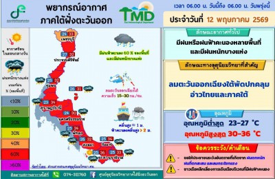 พยากรณ์อากาศภาคใต้ฝั่งตะวันออก ประจำวันที่ 12 พฤษภาคม 2569 รูปภาพ 1