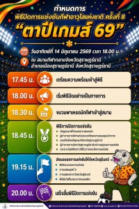 กำหนดการพิธีปิดการแข่งขันกีฬาอาวุโสแห่งชาติ ครั้งที่ 8 “ตาปี ... Image 1