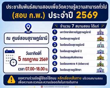 แจ้งประชาสัมพันธ์ โปรดหลีกเลี่ยงเส้นทาง สนามสอบ ก.พ. รูปภาพ 1