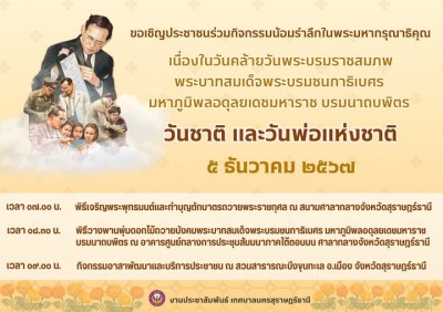 ขอเชิญชวนร่วมกิจกรรมน้อมรำลึกถึงพระมหากรุณาธิคุณ เนื่องในวัน ... รูปภาพ 1