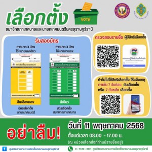 อย่าลืม!! ออกไปใช้สิทธิเลือกตั้งสมาชิกสภาเทศบาล และนายกเทศมน ... Image 1