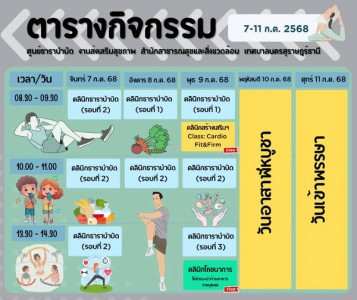 ตารางกิจกรรมการให้บริการศูนย์ธาราบำบัด ประจำวันที่ 7-11 กรกฎ ... รูปภาพ 1