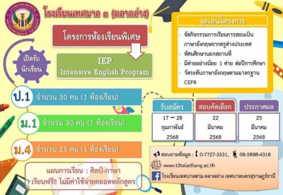 โรงเรียนเทศบาล ๓ (ตลาดล่าง) เปิดรับสมัครนักเรียนโครงการห้องเ ... Image 1